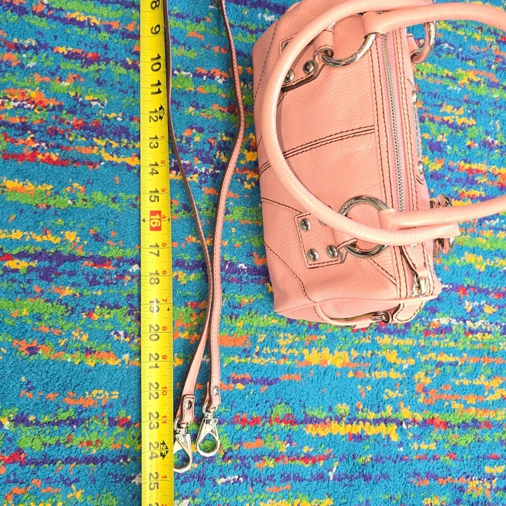 VTG Isabella Fiore Satchel Pink Pebbled Leather‎ Crossbody Handbag